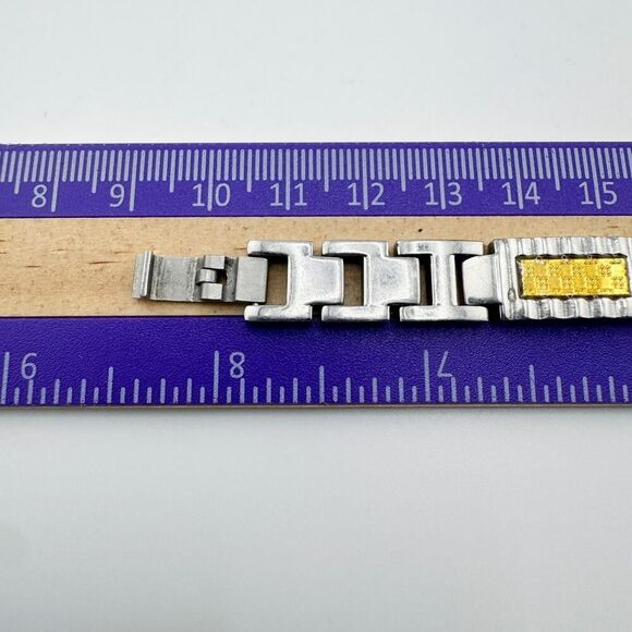 Vintage 38 Degrees Stainless Steel Men's Bracelet Modernist Retro Signed - Picture 8 of 8